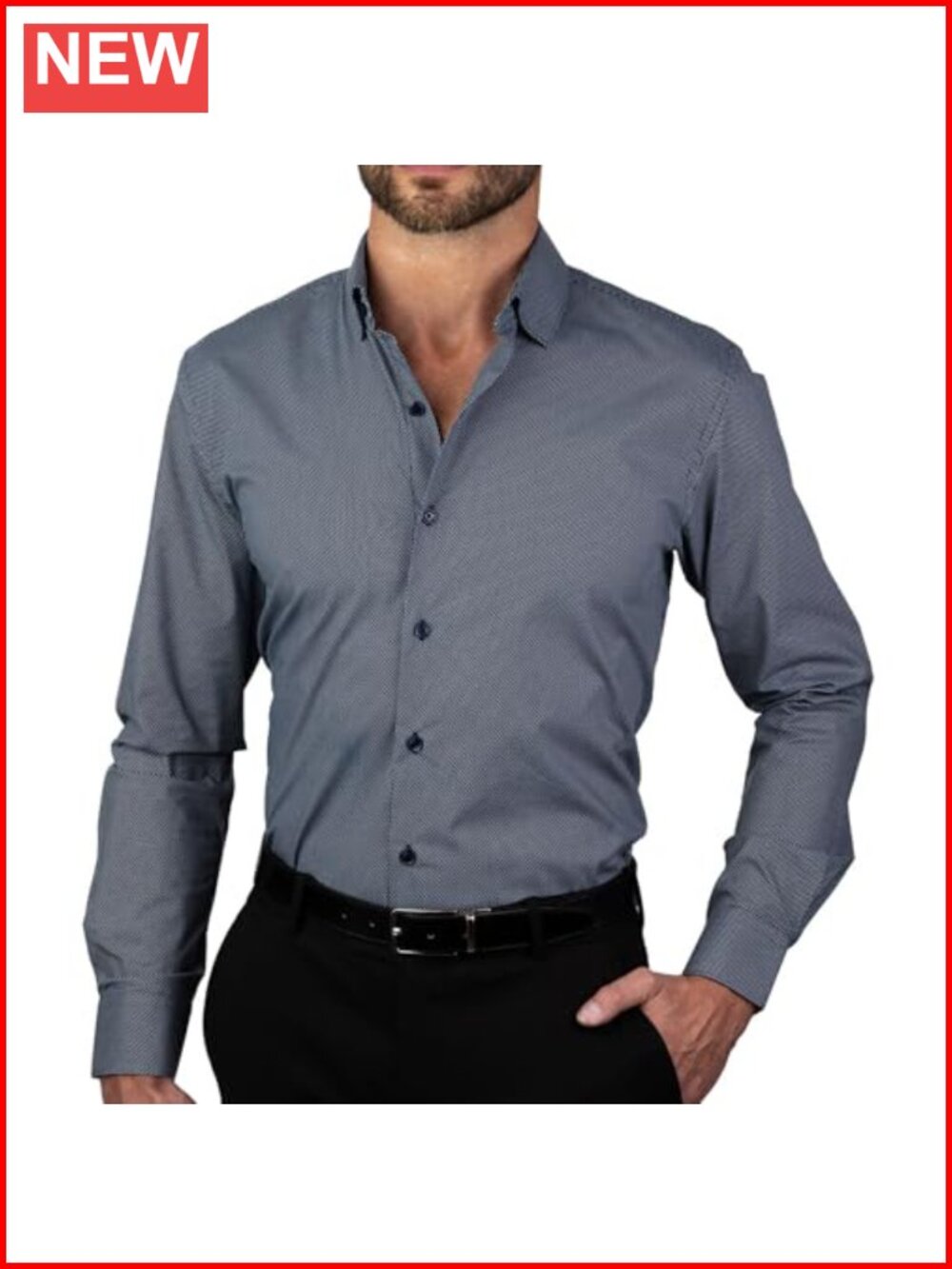 Men's Slim Fit Long Sleeve Button Down Dress Shirt Wrinkle Free